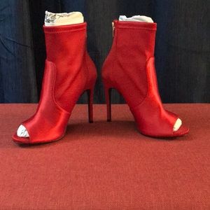 Red Satin Booties